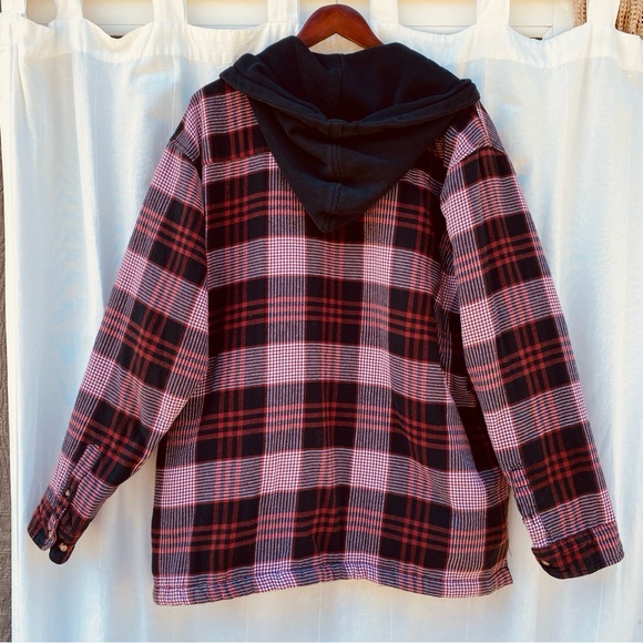 Wrangler Riggs Workwear Full Zip Red Pink Black Plaid Hooded Jacket XXL 27x31 - Picture 5 of 7